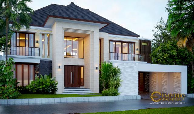 Desain Tampak Depan Rumah Modern 2 Lantai Bapak Nelson di Sumatera Utara