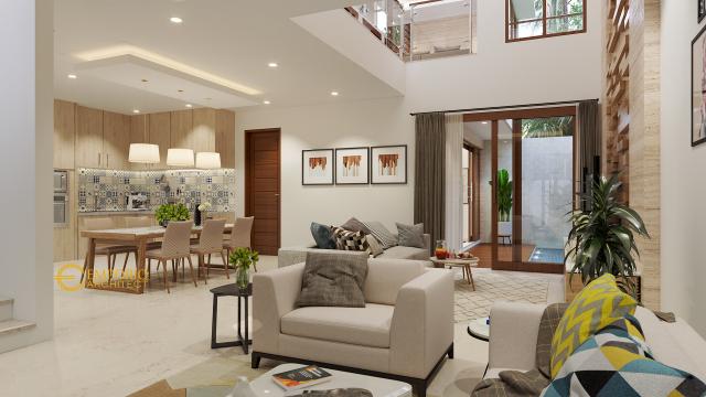 Desain Ruang Keluarga 2 Rumah Modern 2 Lantai Bapak Andi di Surabaya