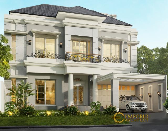 Desain Tampak Depan Rumah Classic 2 Lantai Bapak Hasan di Surabaya