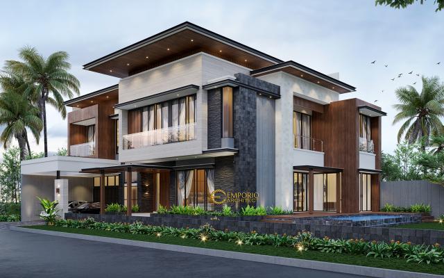 Desain Tampak Depan 2 Rumah Modern 2 Lantai Bapak Bernard di Tangerang, Banten