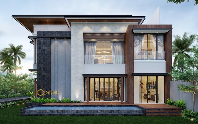 Desain Tampak Samping Rumah Modern 2 Lantai Bapak Bernard di Tangerang, Banten