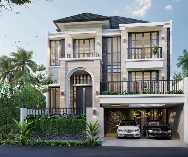 Gambar 1 Desain Rumah Mediteran Modern 2.5 Lantai Ibu Wulansari di  Tangerang, Banten