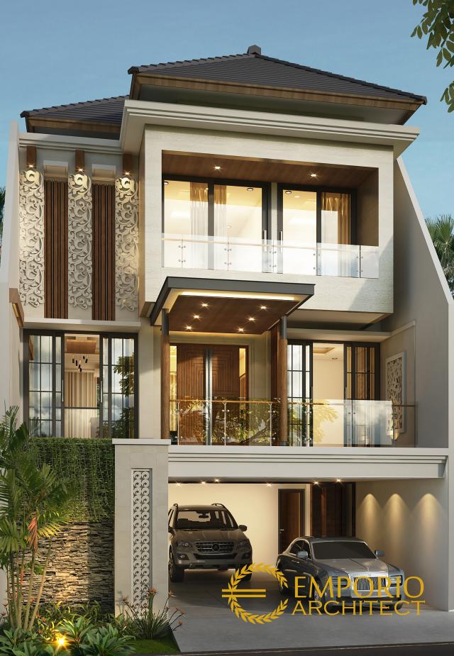 Desain Tampak Depan Rumah Modern 3 Lantai Ibu Rahmi di Tangerang