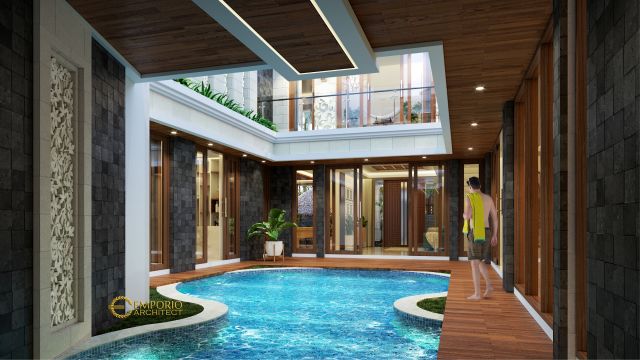 Desain Rumah Villa Bali 2 Lantai Bapak Rahmad di Tangerang Selatan, Banten