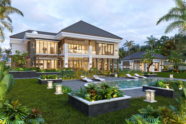 Desain Tampak Belakang Rumah Villa Bali 2 Lantai Mr. Mohamoud di Tanzania