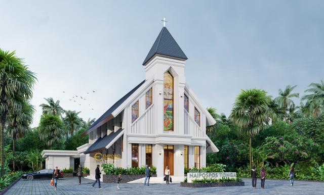 Desain Exterior 2 Gereja Naipospos Tonga Classic 2 Lantai di Tapanuli, Sumatera Utara