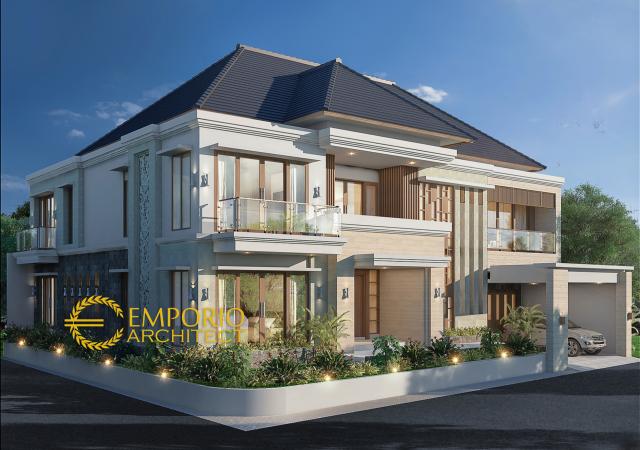 Desain Tampak Samping Rumah Villa Bali 2 Lantai Bapak Muhammad Karim di Yogyakarta