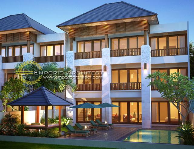 Desain Exterior 2 Volcom Residence Style Villa Bali 3 Lantai di Jimbaran, Bali