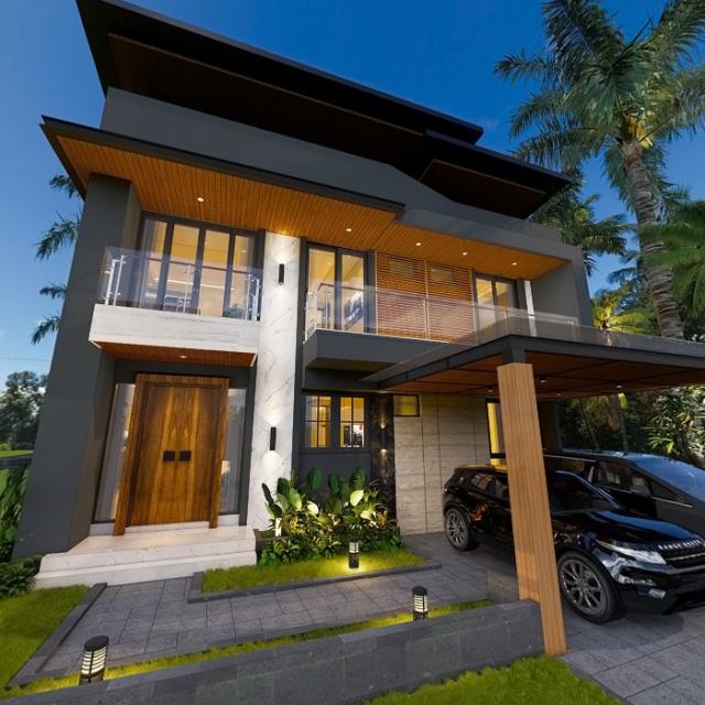 Vr Front And Side Exterior Mr Ygi Modern House Floors