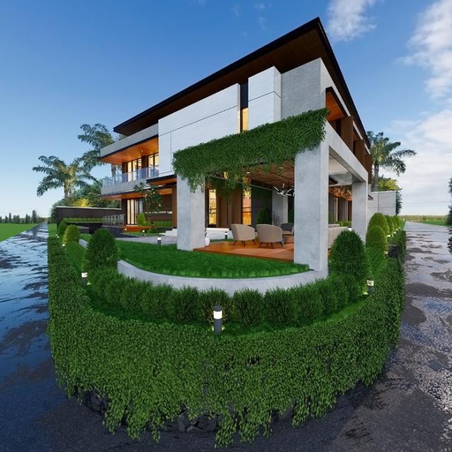 VR Hook Exterior Mr HDR 1388 Modern House 2 5 Floors Design Puncak